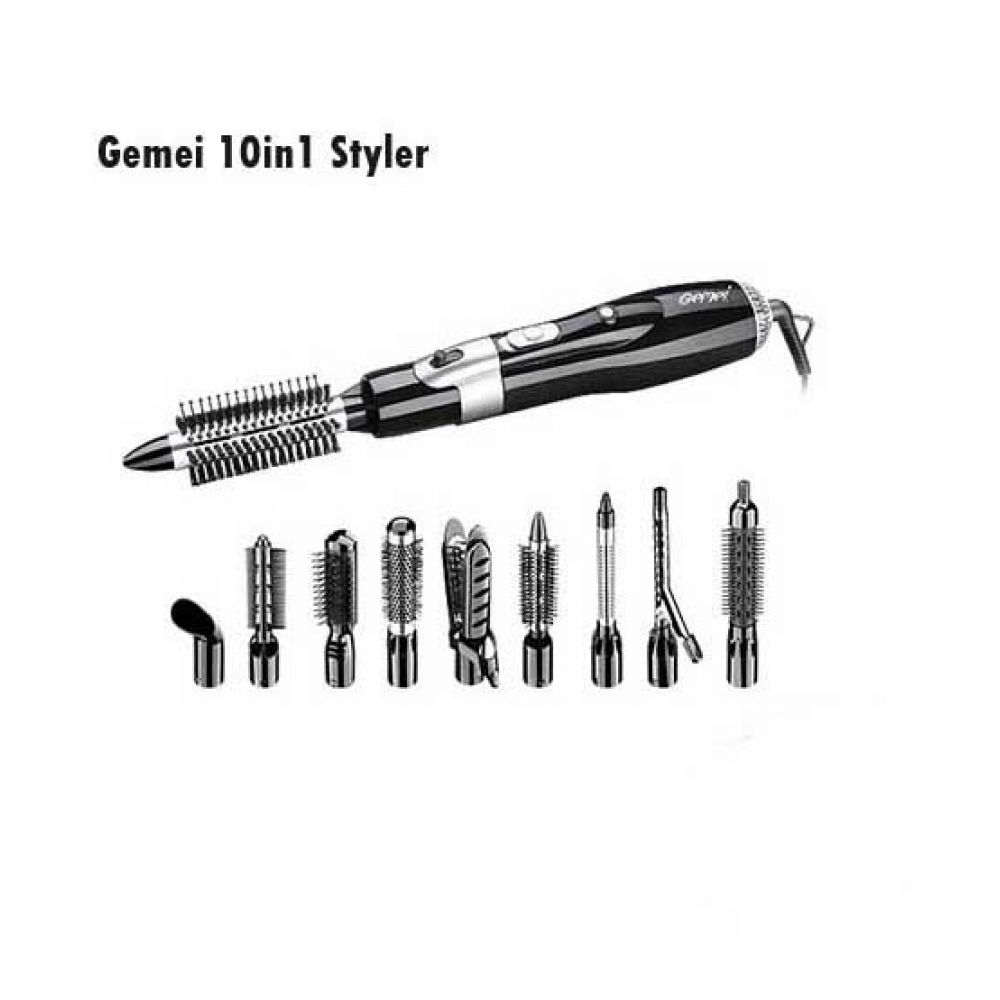 Gemei 10in1 Professional Multi Hair Styler Rotating Brush Set